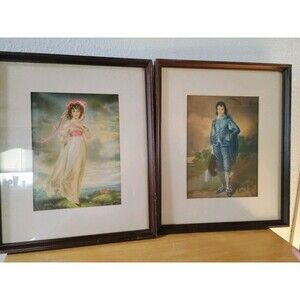 Vintage Framed Prints Of Pinkie And The Boy Blue By Thomas Lawrence 1770s